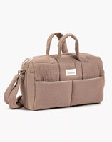 Minikane Wickeltasche für Puppen aus Baumwollgaze in Mokka, vielseitig einsetzbar für Puppenutensilien, Reisen oder Aufbewahrung