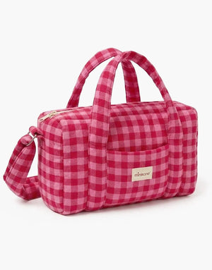Sac à langer pour poupées Minikane | Vichy rose bonbon/rouge cerise