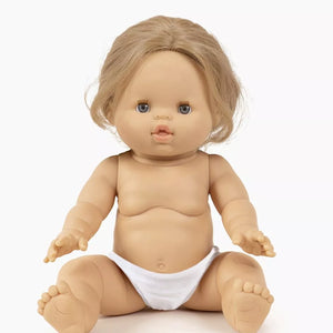 Minikane Gordi Puppe Alienor, 34 cm, detailreiche Babypuppe aus Vinyl in niedlicher Kleidung