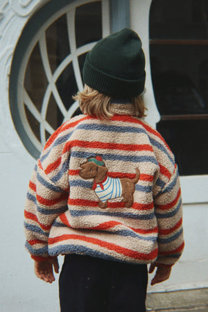 Konges Sløjd Fleecejacke – JODY Embroidery Teddy Jacket GRS | Tangerine Stripe
