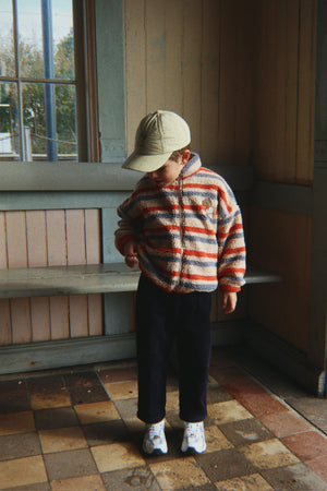 Konges Sløjd Fleecejacke – JODY Embroidery Teddy Jacket GRS | Tangerine Stripe