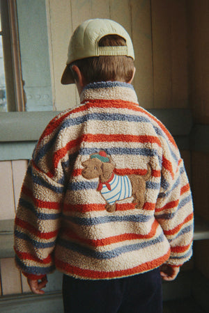 Konges Sløjd Fleecejacke – JODY Embroidery Teddy Jacket GRS | Tangerine Stripe