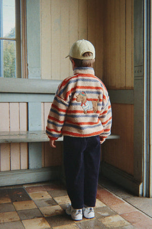 Konges Sløjd Fleecejacke – JODY Embroidery Teddy Jacket GRS | Tangerine Stripe