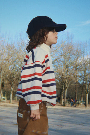 Konges Sløjd Sweatshirt – Loupy HALF ZIP Sweat GOTS | Tangerine Stripe