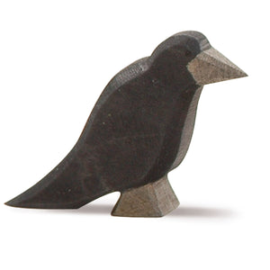 Ostheimer Holztier Rabe aus Ahorn – handbemalte Holzfigur für Rollenspiel und Jahreszeitentisch