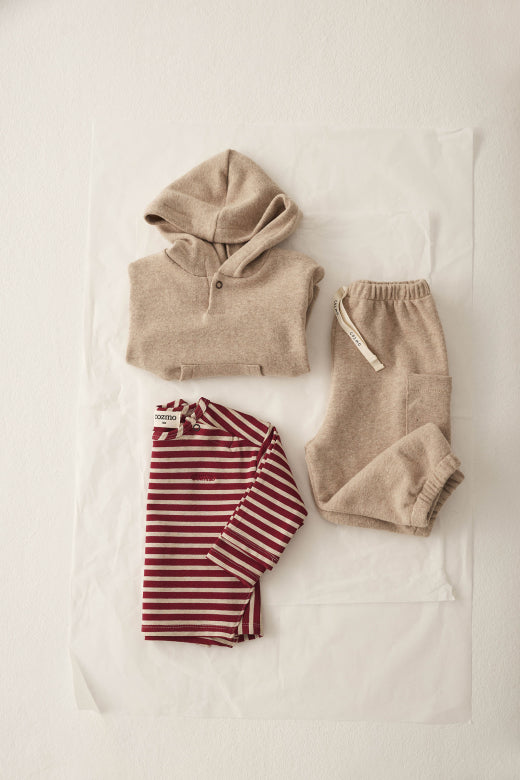 Cozmo Baby-Shirt "Joel" gestreift | Burgundy