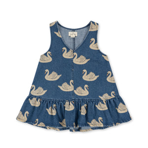 Konges Sløjd Jeanskleid „Magot“ mit Swan-Print