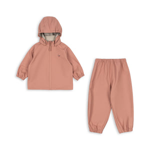 "Konges Sløjd Regen-Set Plainy in Cameo Brown – Jacke & Hose für Kinder"