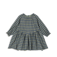 Kinderkleid "Terre" von Konges Sløjd in Laurel Blue Check – Bio-Baumwolle mit Karomuster