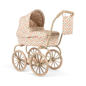 Konges Sløjd Puppen-Kinderwagen Lumina im skandinavischen Design mit floralem Muster und klappbarem Verdeck