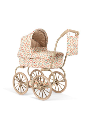 Konges Sløjd Puppen-Kinderwagen Lumina im skandinavischen Design mit floralem Muster und klappbarem Verdeck
