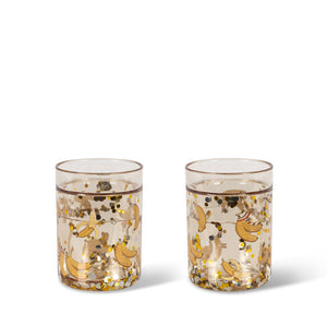 Konges Sløjd Glitter Cups Let’s Go Bananas, 2er-Set Kinderbecher mit schwimmendem Glitzer, BPA-frei