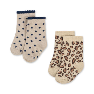 Konges Sløjd Socken Leo And Dot Glitter Jacquard, 2er-Pack Kindersocken mit Leo- und Punktmuster, Glitzerdetails