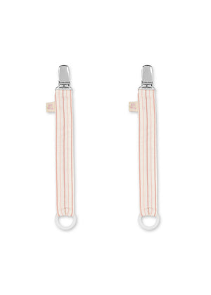 Konges Sløjd Nuggikette Stripie Petite Rose, 2er-Pack Schnullerkette für Babys, sicher & stilvoll