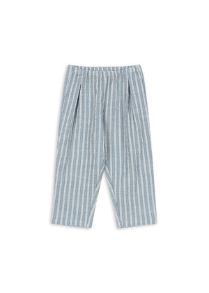 Konges Sløjd Hose Elliot Trio Bleu Stripe mit elastischem Bund aus Bio-Baumwolle
