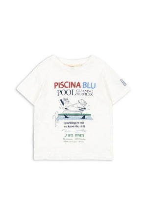 Konges Sløjd T-Shirt Era Off White Piscina aus Bio-Baumwolle und Leinen