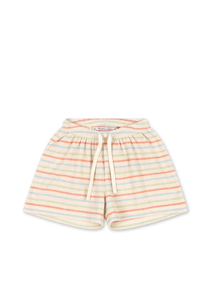 Konges Sløjd Shorts Itty Confetti Stripe aus Bio-Baumwollfrottee mit elastischem Bund und buntem Streifenmuster