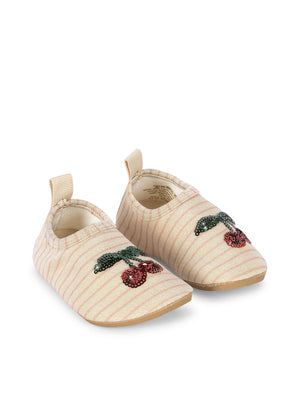 Konges Sløjd Badeschuhe Jade Rose Stripe mit Lurex und UPF 40+ UV-Schutz