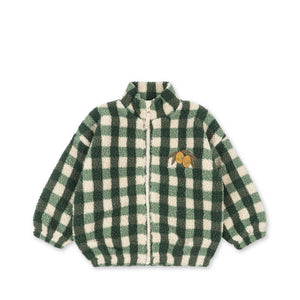 Konges Sløjd Jacke Jody Teddy Green Check, Kinderjacke aus Teddy-Fleece mit Karomuster, weich & warm