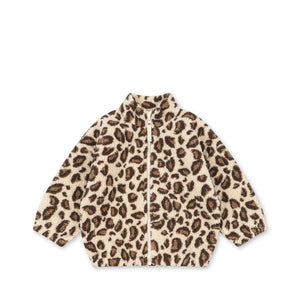 Konges Sløjd Jacke Jody Teddy Leo, Kinderjacke aus Teddy-Fleece mit Leopardenmuster, weich & warm