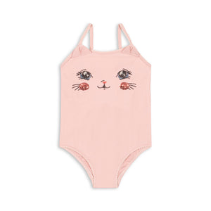 Konges Sløjd Badeanzug Kitty Powder Pink, Kinder-Badeanzug mit Katzenmotiv
