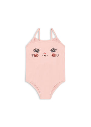 Konges Sløjd Badeanzug Kitty Powder Pink, Kinder-Badeanzug mit Katzenmotiv