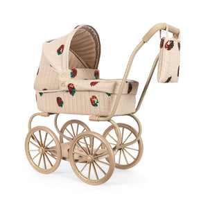 Konges Sløjd Puppen-Kinderwagen Minnie Tulle in Strawberry, leichter Puppenwagen mit Tüll-Bezug für Kinder zum Spielen und Mitnehmen von Puppen