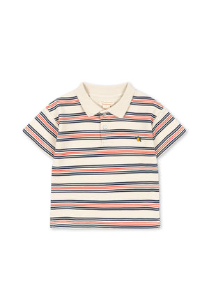 Konges Sløjd Polo Shirt Spotty Stripie Stripe mit Streifenmuster in Creme, Dunkelblau und Rot