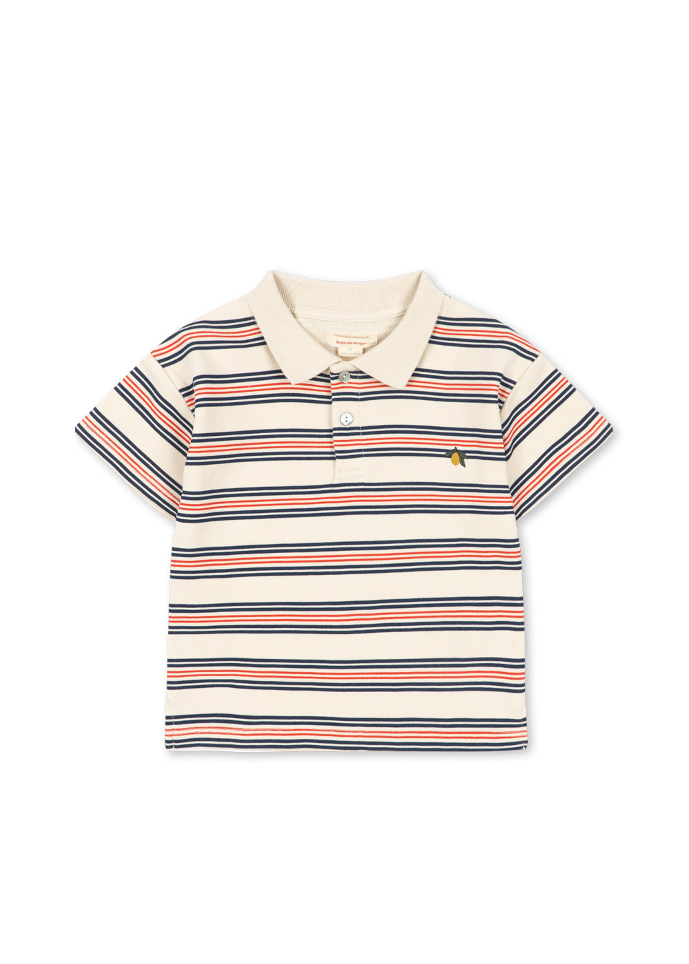 Konges Sløjd Polo Shirt Spotty Stripie Stripe mit Streifenmuster in Creme, Dunkelblau und Rot