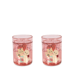 Konges Sløjd Drinking Cups "2 Pack Glitter Cups Rose Cat"