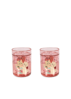 Konges Sløjd Drinking Cups "2 Pack Glitter Cups Rose Cat"