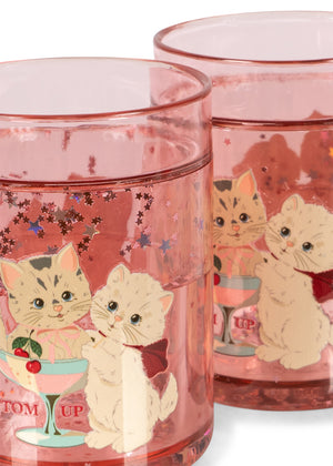 Konges Sløjd Drinking Cups "2 Pack Glitter Cups Rose Cat"