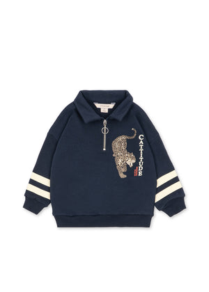 Konges Sløjd Pullover Half Zip Bio-Baumwolle "Loupy" | Navy Blazer