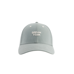 Chamaye Baseball Cap „Dream Team“ in Salbeigrün, Frontansicht, klassisches Design mit gebogenem Schirm