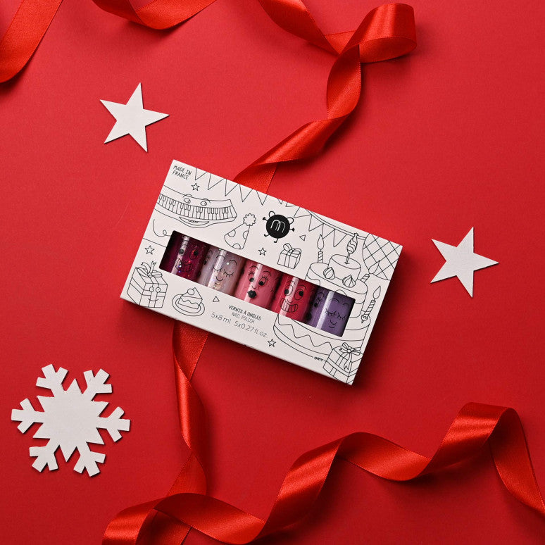 Party 5 Nail Polishes Set – 5 kinderfreundliche, wasserbasierte Nagellacke: Sheepy, Polly, Cookie, Kitty, Piglou, vegan und cruelty-free