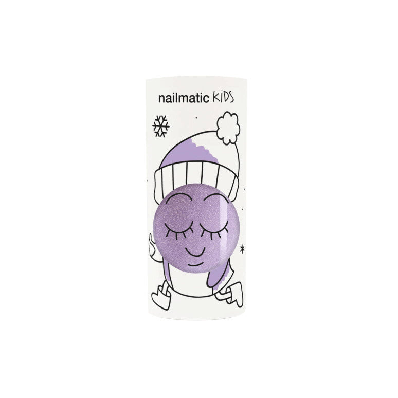 Nailmatic Kids Nagellack „Piglou“ in lilac glitter – vegan, wasserbasiert, abwaschbar und sicher fuer Kinder ab 3 Jahren.