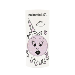 Nailmatic Kids Nagellack „Polly“ klares Pink mit Glitzer – vegan, wasserbasiert, abwaschbar und sicher für Kinder ab 3 Jahren.