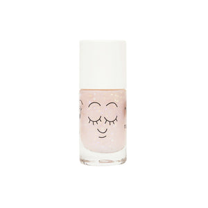 Nailmatic Kids Nagellack „Polly“ klares Pink mit Glitzer – vegan, wasserbasiert, abwaschbar und sicher für Kinder ab 3 Jahren.