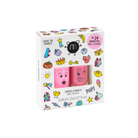 POP Kid Nail Polish Set – 2 rosa Nagellacke und 24 bunte Nagelsticker für Kinder, vegan und cruelty-free