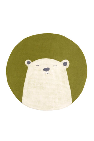 Muskhane Pasu Grizzly Bärenteppich aus Wollfilz in Anis
