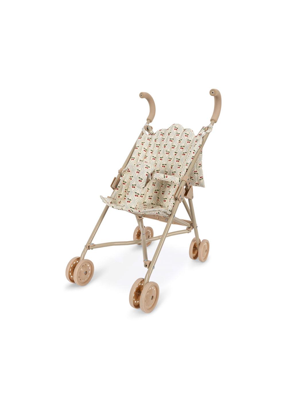 „Konges Sløjd Puppen-Buggy im Kirschen-Design – Modell ‚Doll Stroller Cherry Motiv‘ in voller Ansicht“