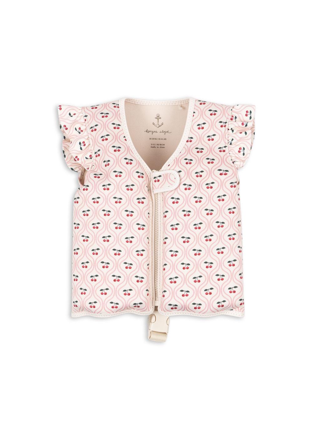 Rosa Schwimmweste für Kinder mit Kirschen Aufdruck