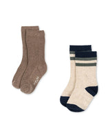 Konges Sløjd Socken im 2er-Pack – Rib-Design mit Navy Stripe. Weicher Baumwollmix, OEKO-TEX® zertifiziert, bequem & zeitlos. Jetzt entdecken!