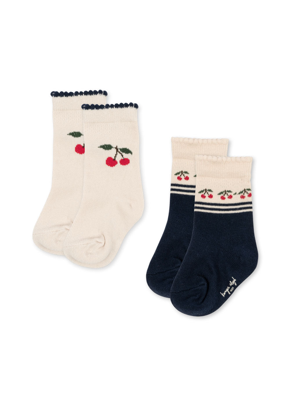 "Konges Sløjd Jacquard-Socken 2er-Set mit Kirschprint für Kinder"