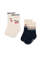 "Konges Sløjd Jacquard-Socken 2er-Set mit Kirschprint für Kinder"