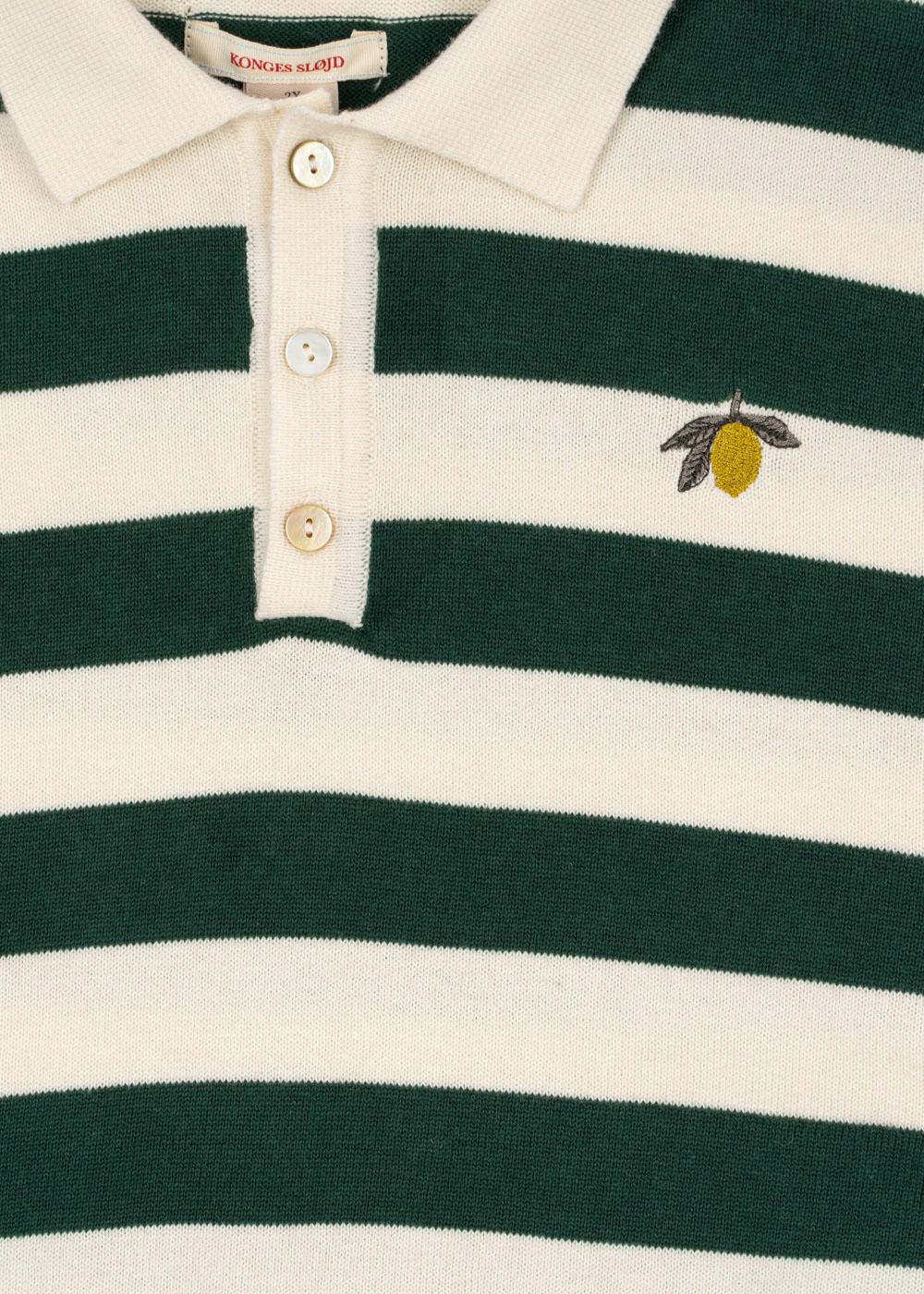 Konges Sløjd Organic Strick-Polo-Pullover "Manis" Pine Grove Stripe