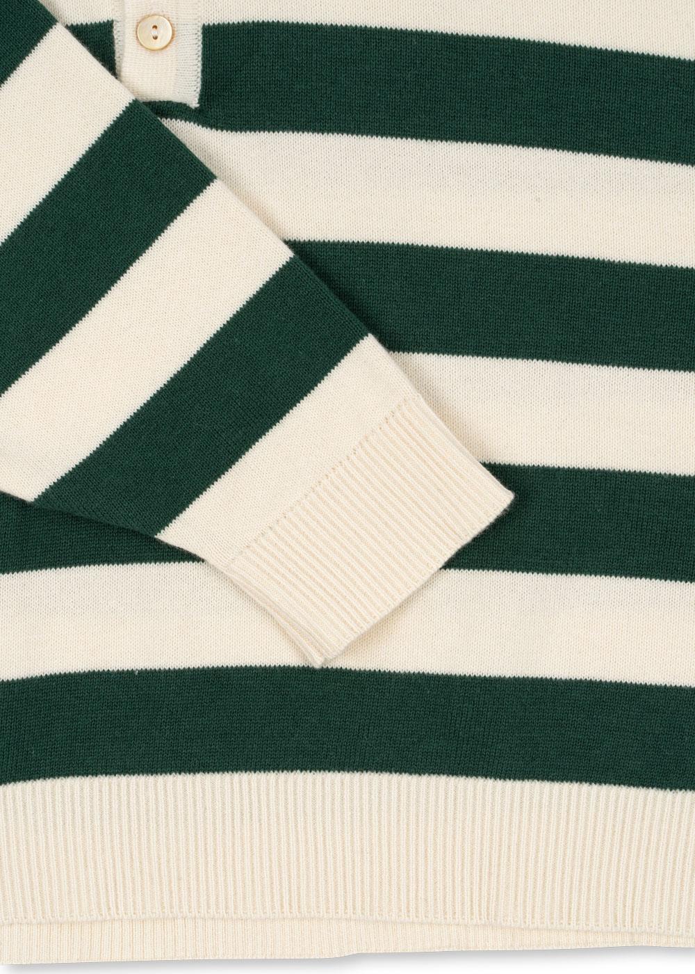 Konges Sløjd Organic Strick-Polo-Pullover "Manis" Pine Grove Stripe