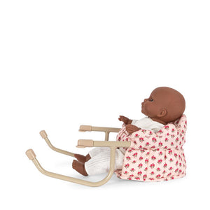 Konges Sløjd Puppen-Tischsitz Rosie Rose – Puppensitz zur Befestigung am Tisch mit Bio-Baumwollbezug in zartem Rosé, für Kinder ab 3 Jahren.