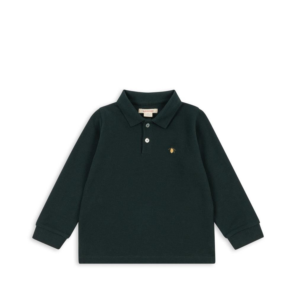 Konges Sløjd Langarmshirt Florian in Pine Grove – dunkelgrünes Kinder-Rippshirt aus GOTS-zertifizierter Bio-Baumwolle.