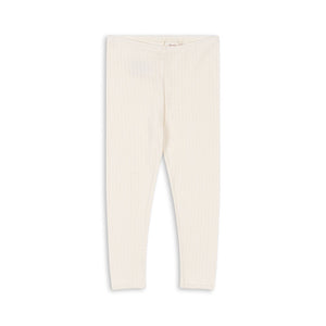 Konges Sløjd Leggings Minnie in Antique White – Baby-Leggings aus GOTS-zertifizierter Bio-Baumwolle in Rippstruktur, Naturweiß.